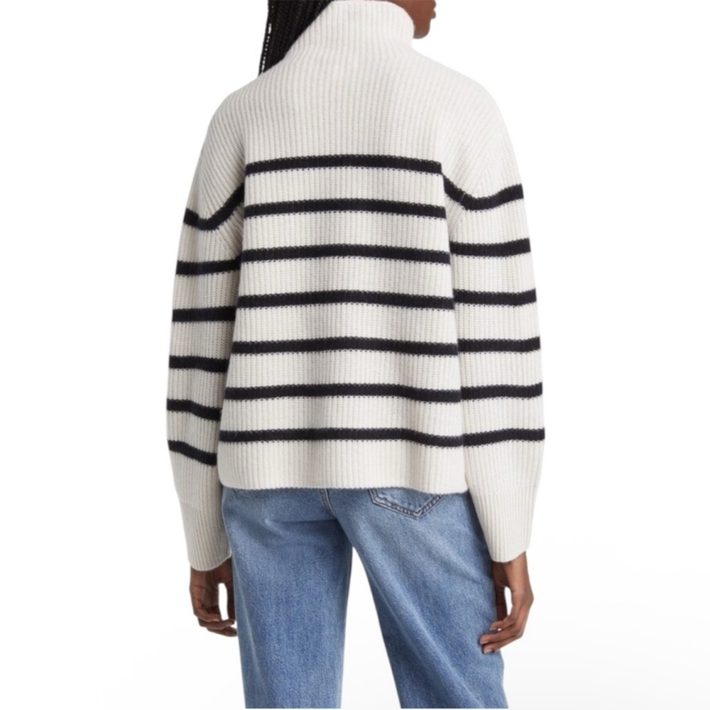 Nordstrom Stripe Cashmere Turtleneck Women’s Sweater Size M - Picture 13 of 15